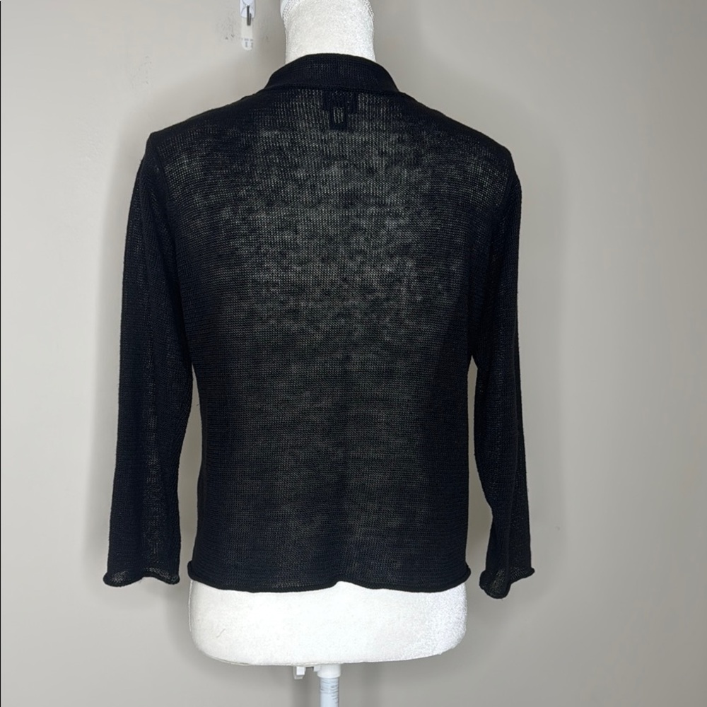 Eileen Fisher Black Women's Linen Cardigan Sweater Minimalist Layering Luxury S - Picture 7 of 10